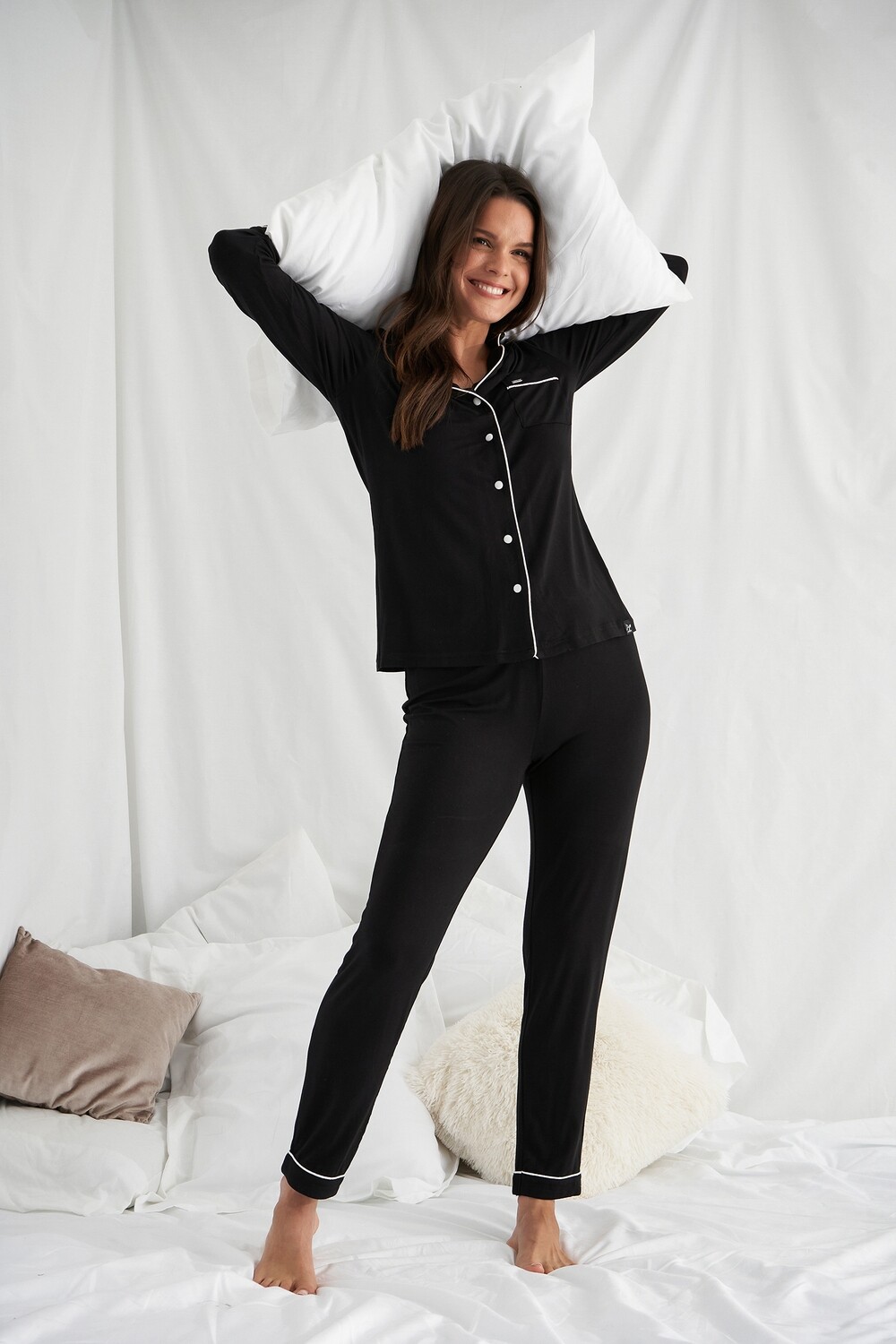 Bamboo Pyjama Set Black &amp; Red