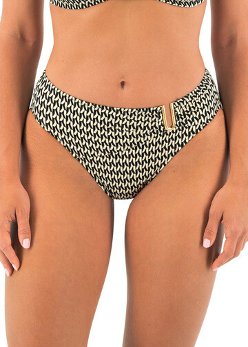 Fantasie Koh Lipe Black &amp; Cream Mid Rise Bikini Brief