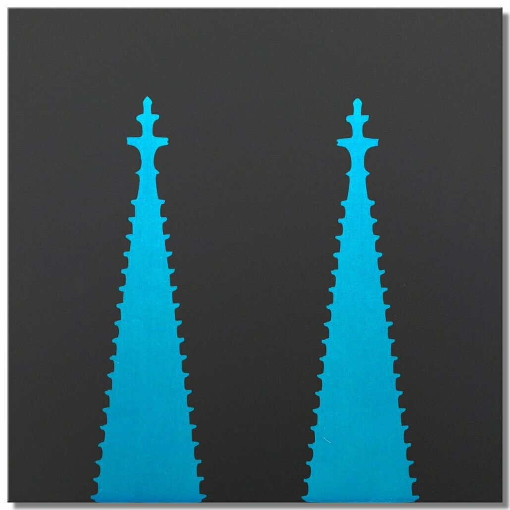 Kölner Dom, Lasur Eisblau, 25x25 cm