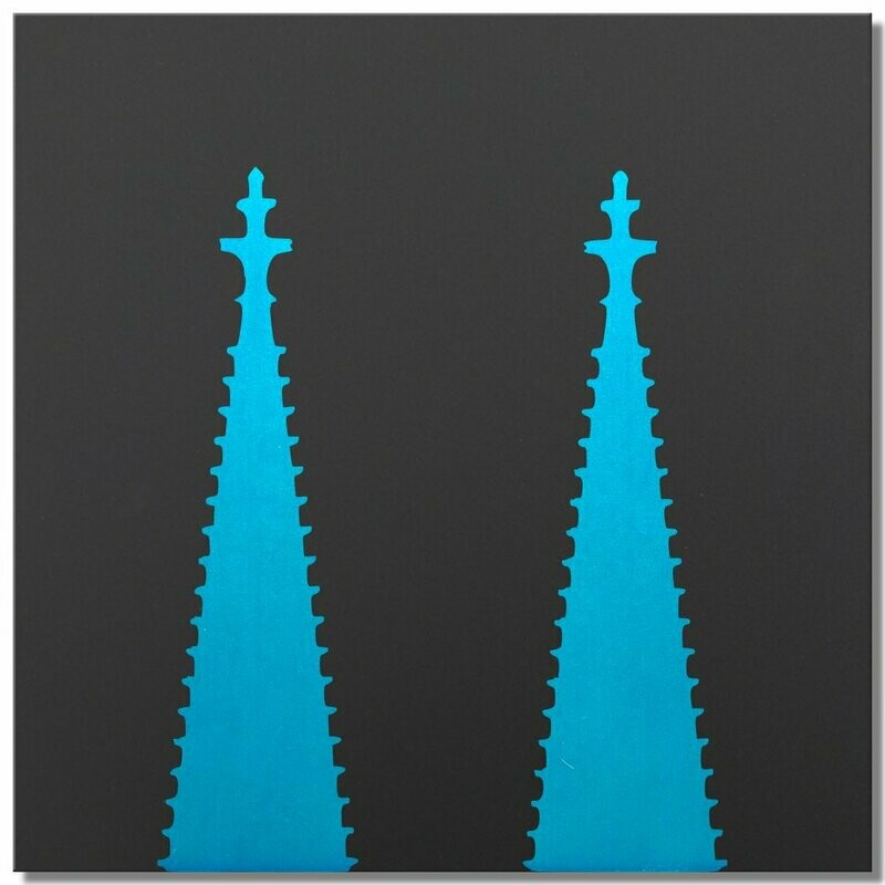 Kölner Dom, Lasur Eisblau, 25x25 cm Kölner Dom, Lasur Eisblau, 25x25 cm