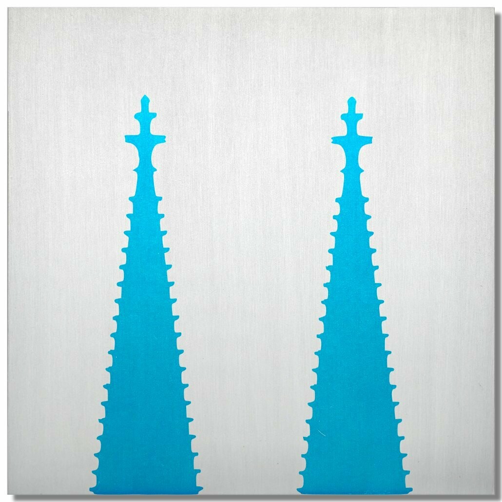 Kölner Dom, Lasur Eisblau, 25x25 cm