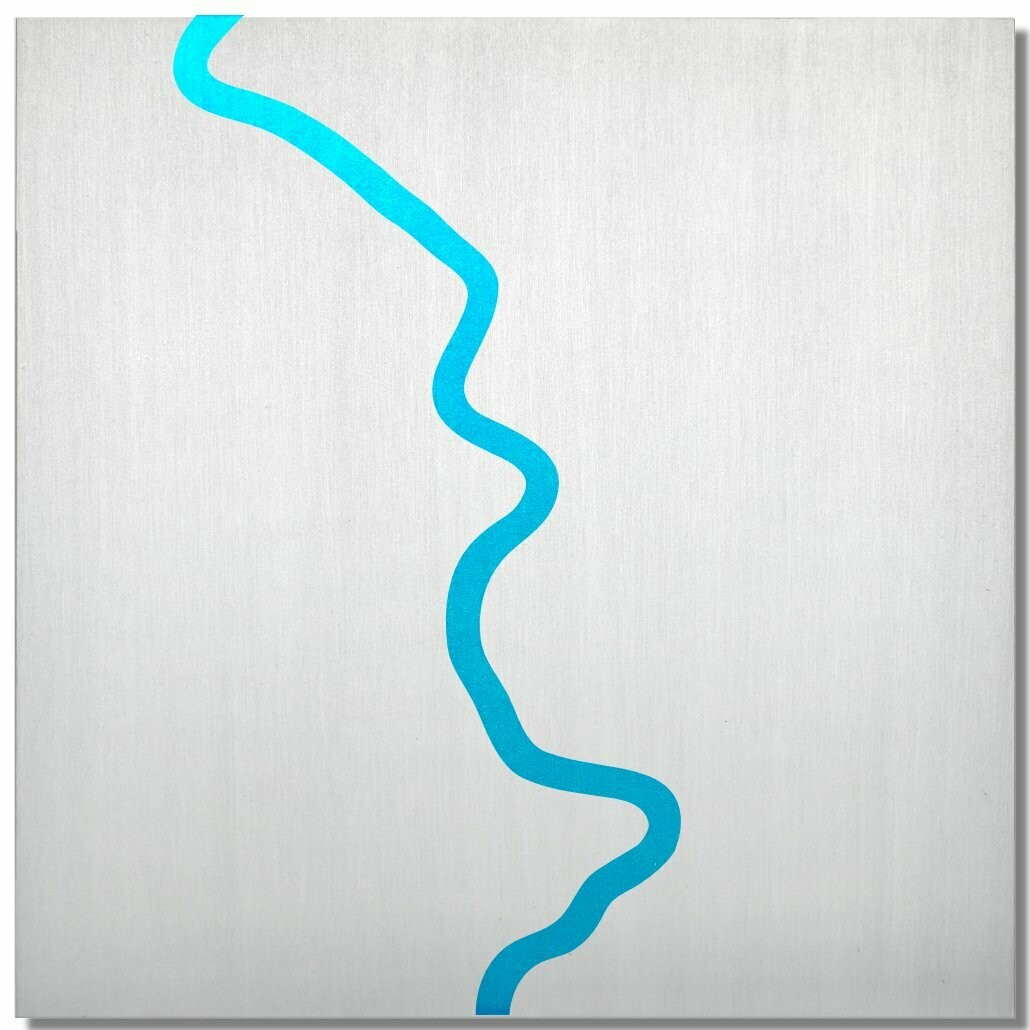 Rhein bei Köln, Lasur Eisblau, 25x25 cm