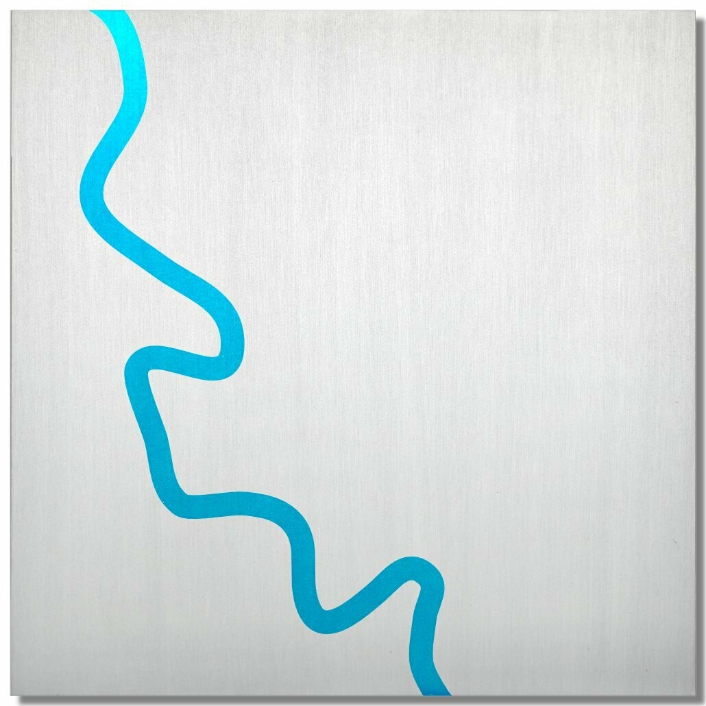 Rhein bei Düsseldorf, Eisblau, 25x25 cm