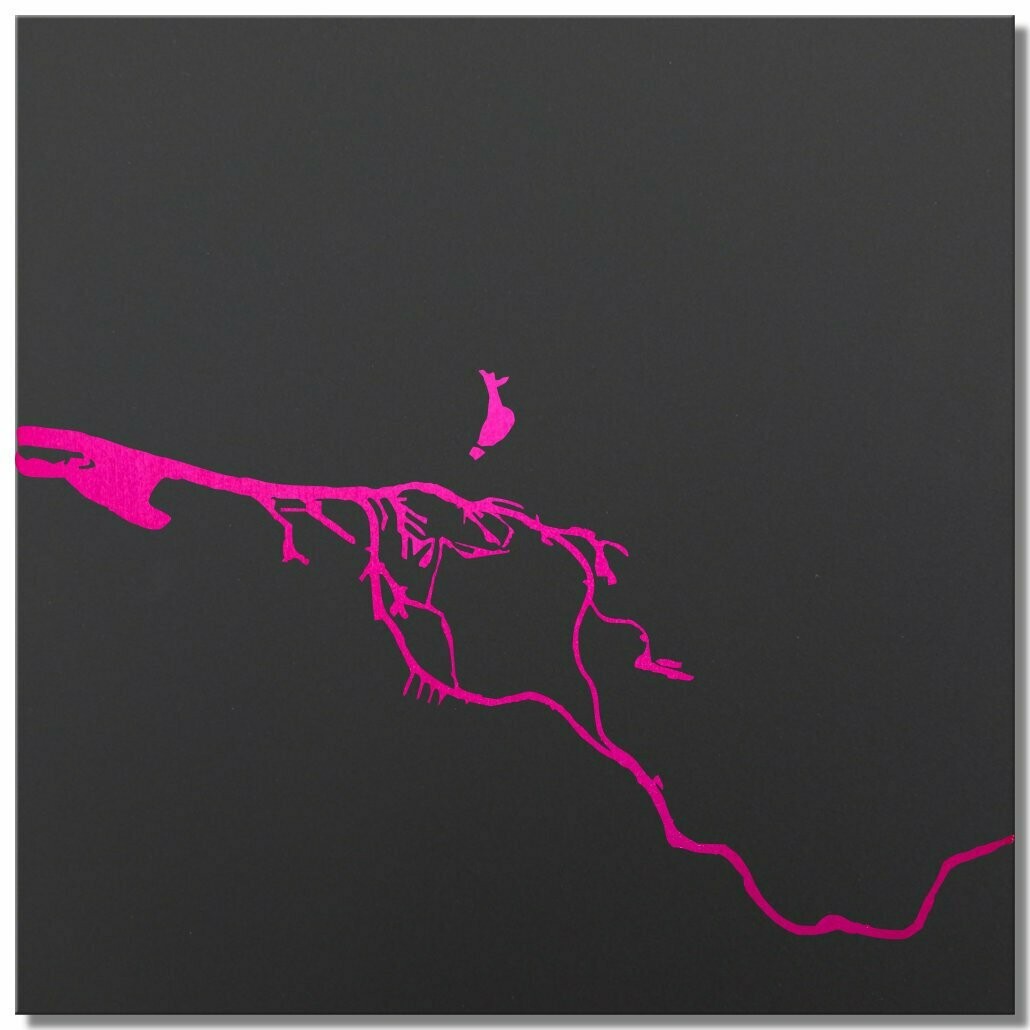 Elbe in Hamburg, Ciclamino, 25x25 cm