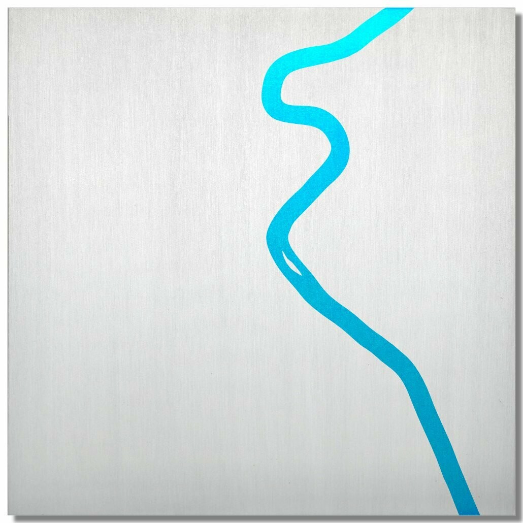 Neckar bei Stuttgart, Eisblau, 25x25 cm