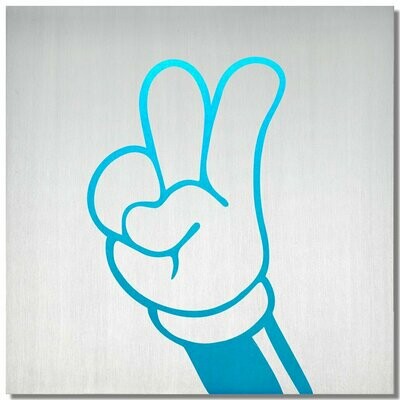 Micky Micky "victory", Eisblau, 25x25cm