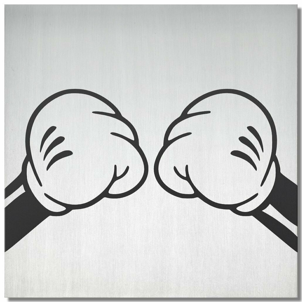 Micky "boxing", Schwarz, 25x25cm