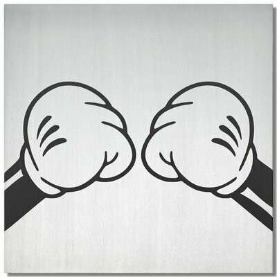 Micky Micky "boxing", Schwarz, 25x25cm