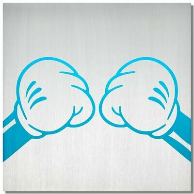 Micky Micky "boxing", Eisblau, 25x25cm