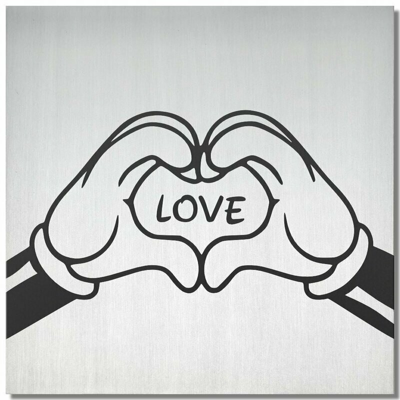 Micky Micky "love", Schwarz, 25x25cm