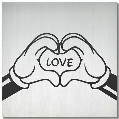 Micky Micky "love", Schwarz, 25x25cm