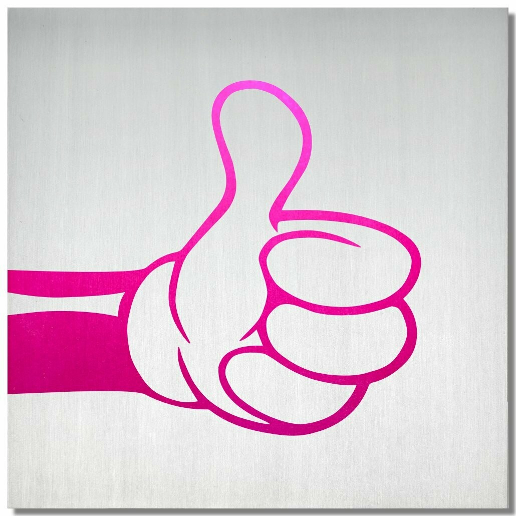 Micky "thumps up", ciclamino, 25x25cm