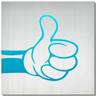 Micky Micky "thumps up", Eisblau, 25x25cm