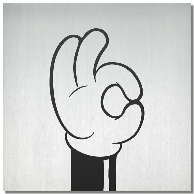 Micky Micky "OK!", Schwarz, 25x25cm