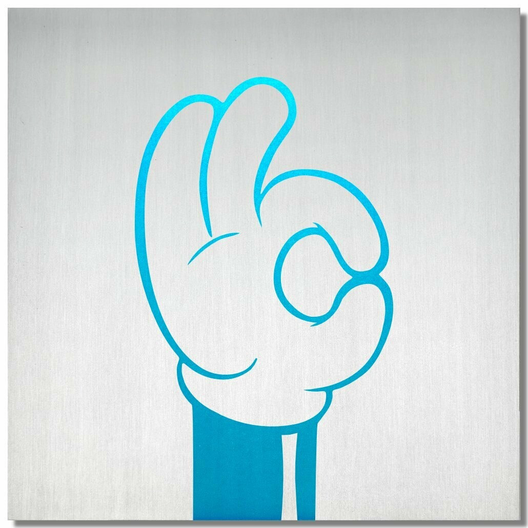 Micky "OK!", Eisblau, 25x25cm