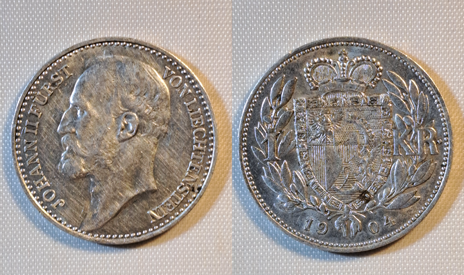 1 Krone 1904 - Johann II- Liechtenstein- Silber