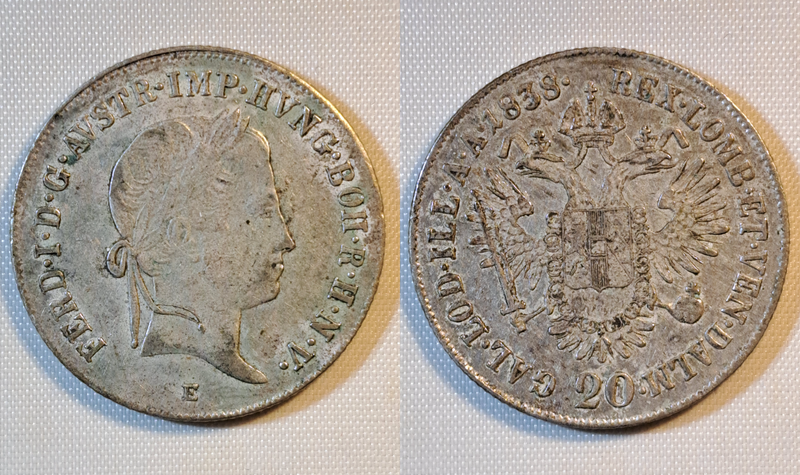 20 Kreuzer 1838 E- Ferdinand I.- Silber