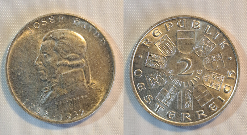 2 Schilling 1932 "Joseph Haydn"- Österreich- Silber