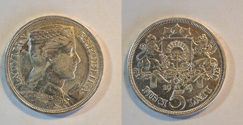 5 Lati 1929- Lettland- Silber