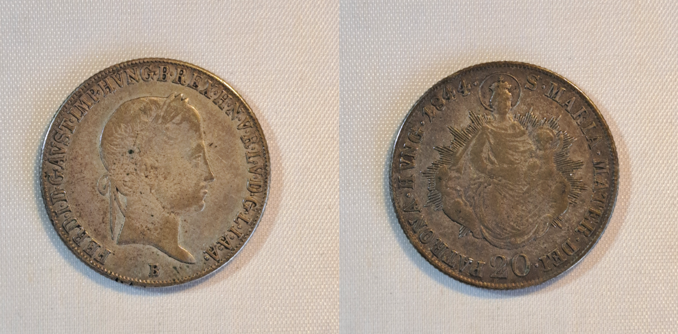 20 Krajczar 1844 B- Ferdinand I.- Silber