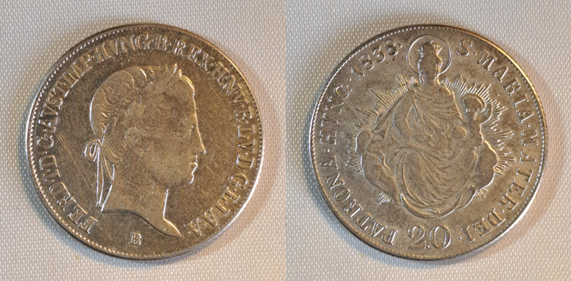 20 Kreuzer 1838 B- Ferdinand I.- Silber