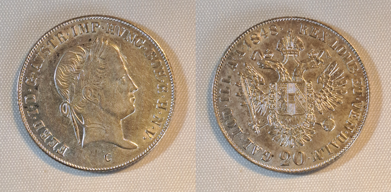 20 Kreuzer 1848 C- Ferdinand I.- Silber