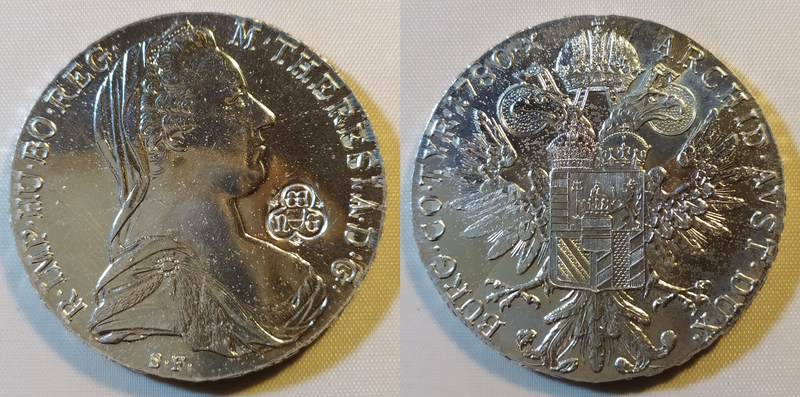 1 Taler 1780 S.F. mit Gegenstempel der Österreichischen Numismatischen Gesellschaft- Silber