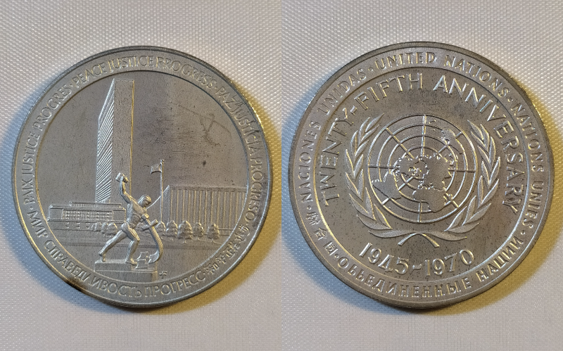 UNO- Medaille 1970- Franklin Mint-  .925 Silber