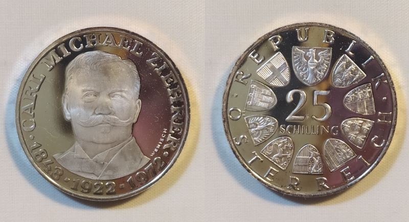 25 Schilling 1972 "Ziehrer" PP- Österreich- Silber