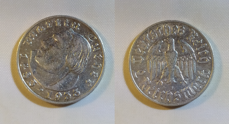 2 Reichsmark 1933 J "Luther"- 3. Reich- Silber