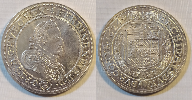 1 Taler 1624 St Pölten NEUPRÄGUNG 1974- .900 Silber