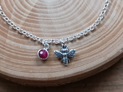 Bumblebee Charm Bracelet with Ruby gemstone
