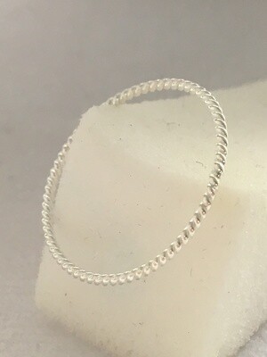 Lightweight Twisted Silver Stack Ring