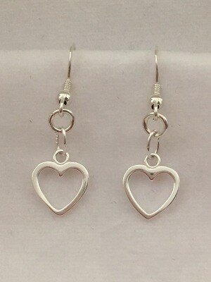 Open Heart Silver Dangle Earrings