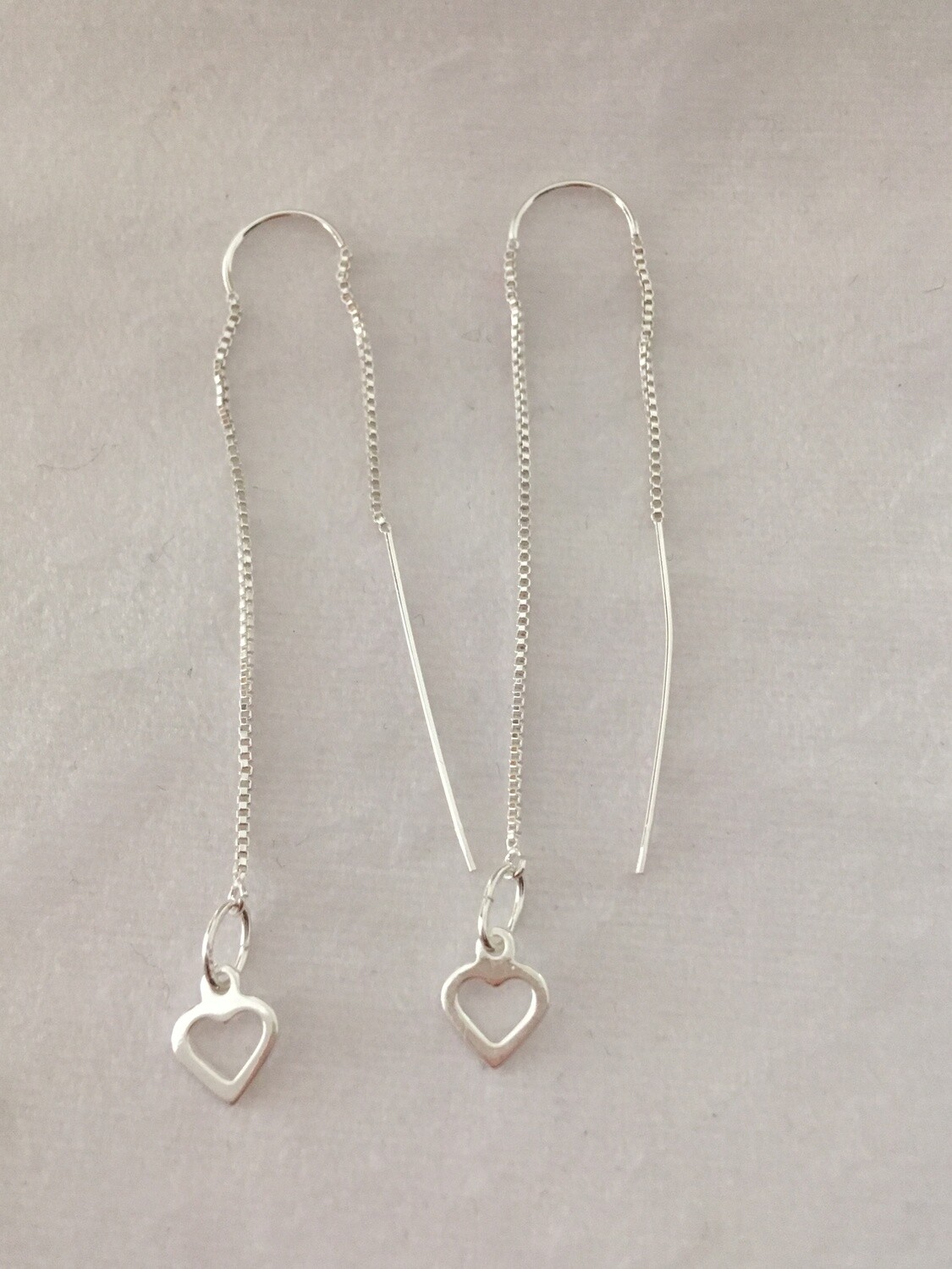 5''U-Threader Box Chain Earrings with 7 mm Open Heart