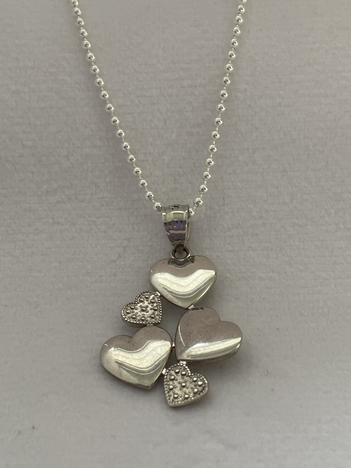 Five Hearts Sterling Silver Necklace