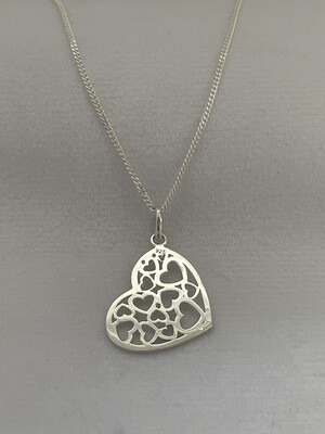 Hearts in Heart Sterling Silver Necklace