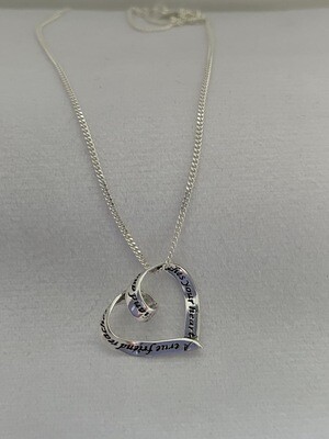 Ribbon Heart Message Sterling Silver Necklace