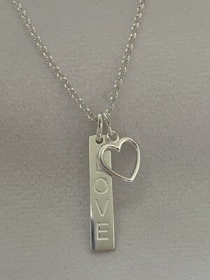 Love and Heart Sterling Silver Necklace