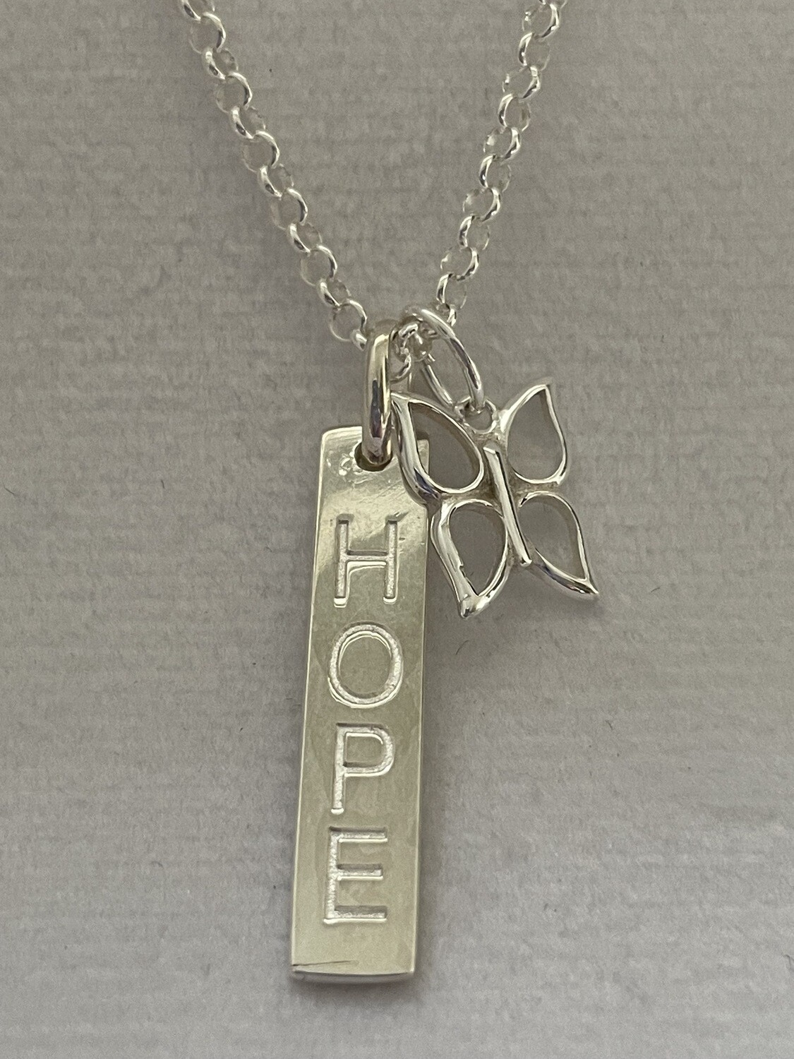 Hope and Butterfly Sterling Silver Necklace