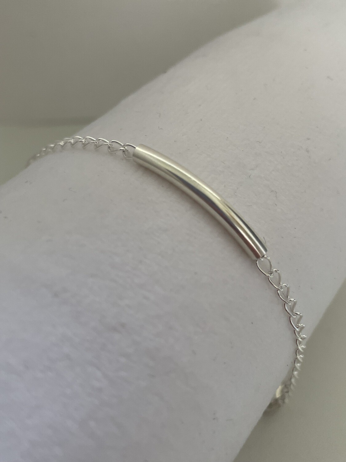 Curb Chain Sterling Silver Bracelet with Tube