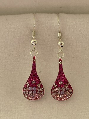 Silver Drop Earrings with Crystal