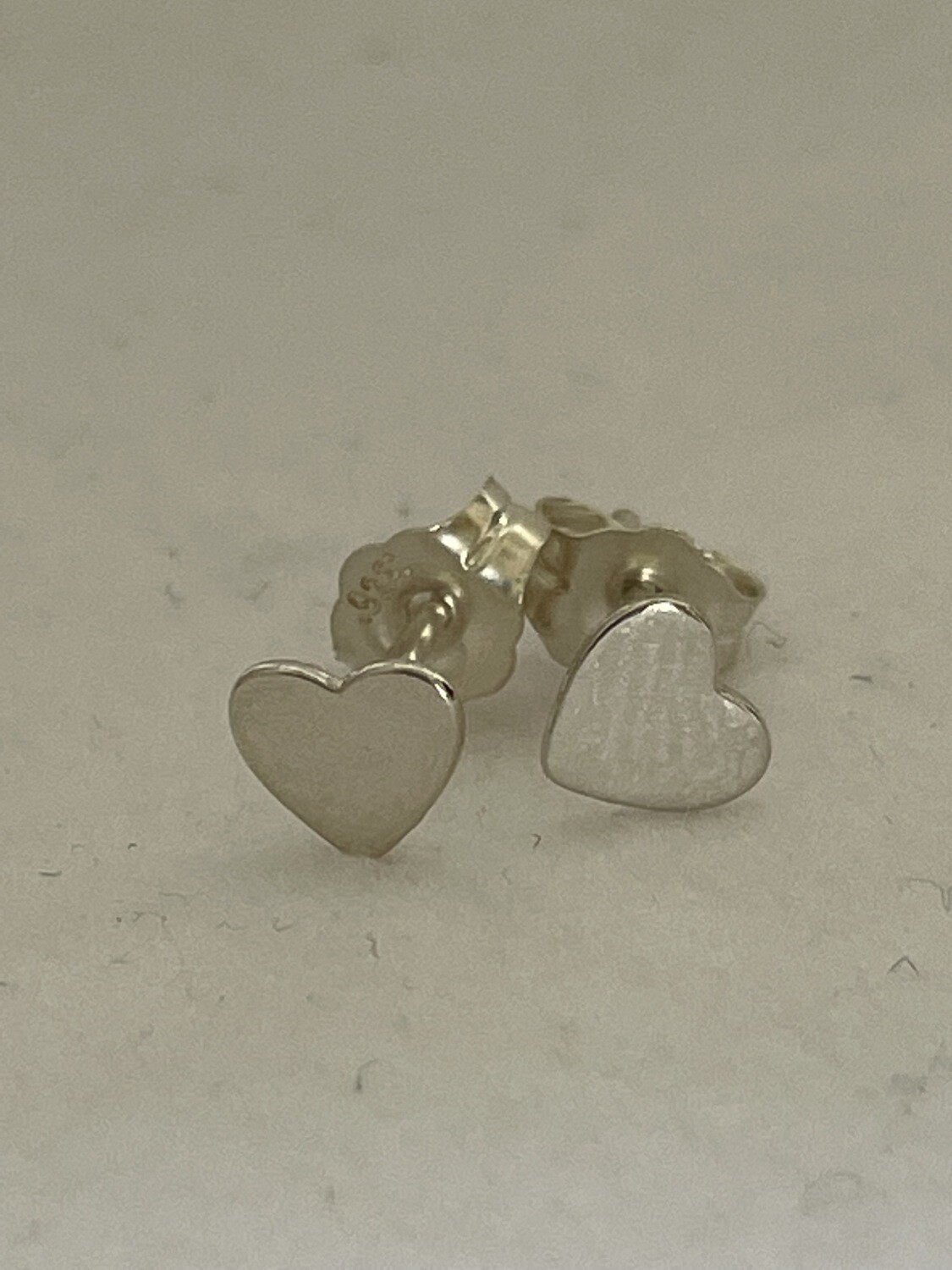 5mm Heart Ear Studs Sterling Silver