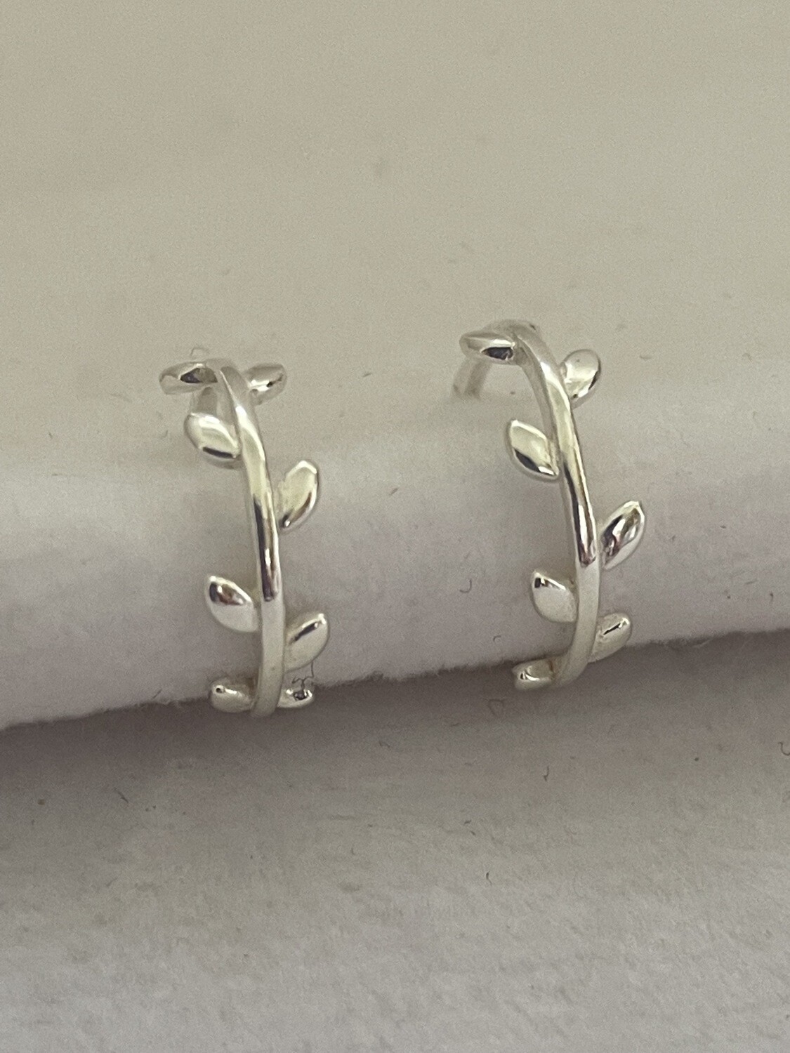 Branch of Oval Leaves Stud Earrings