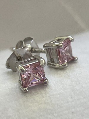 Pink CZ stone Stud Earrings