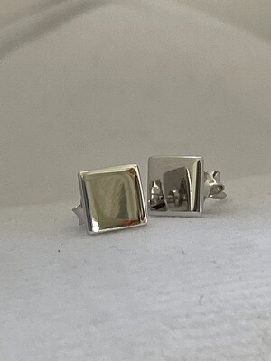 Plain Square Silver Stud Earrings Rhodium Plated