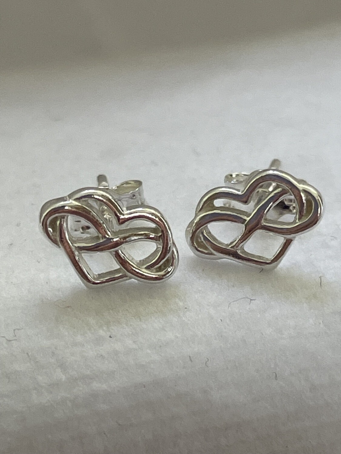 Infinity Heart Stud Earring 10 mm Sterling Silver