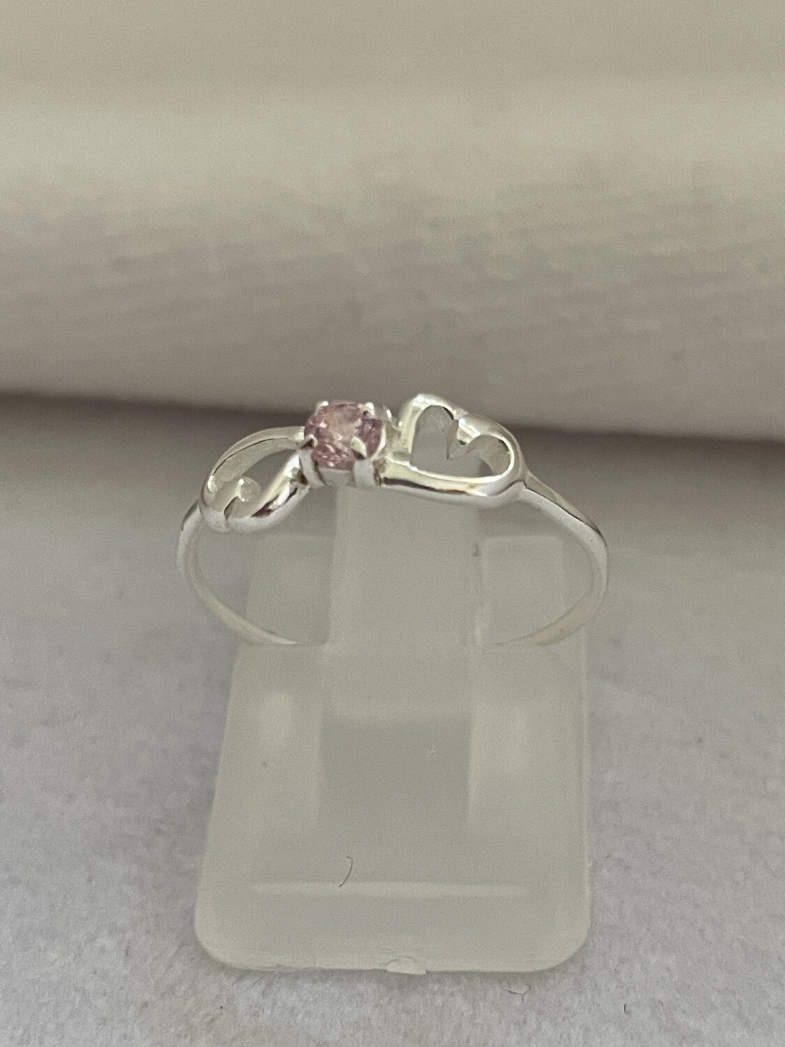 Fancy Ring with one CZ pink  stone