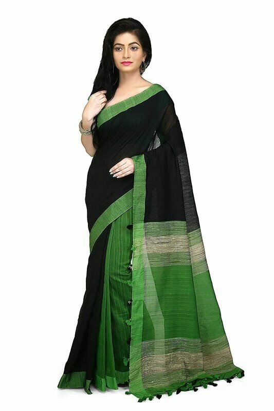Misha Boutique Women&#39;s Cotton Saree With Blouse Piece