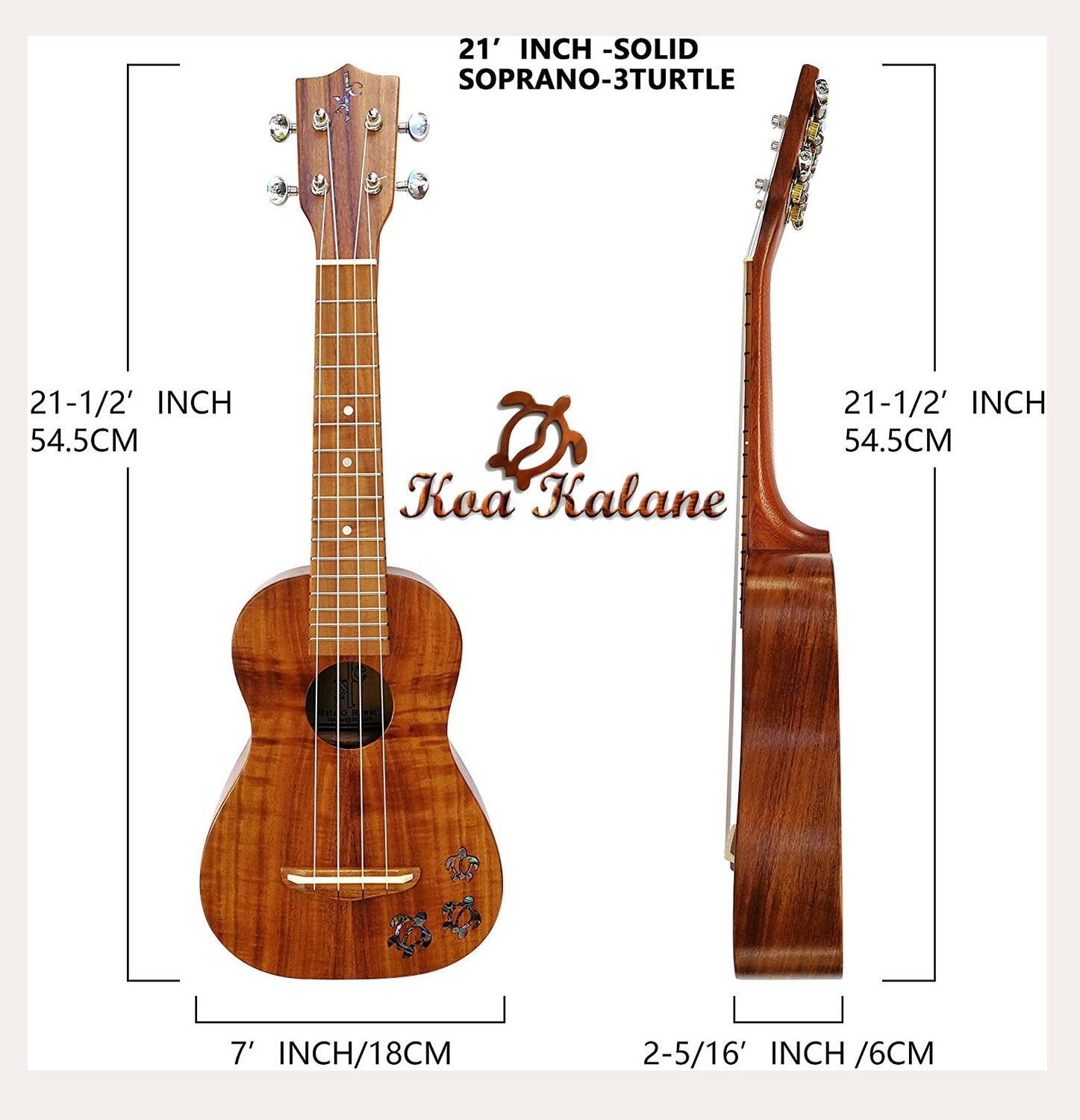 Hawaii Ukulele Soprano All Solid Acacia Koa Abalone Turtle Hawaiian Style Koa Kalane
